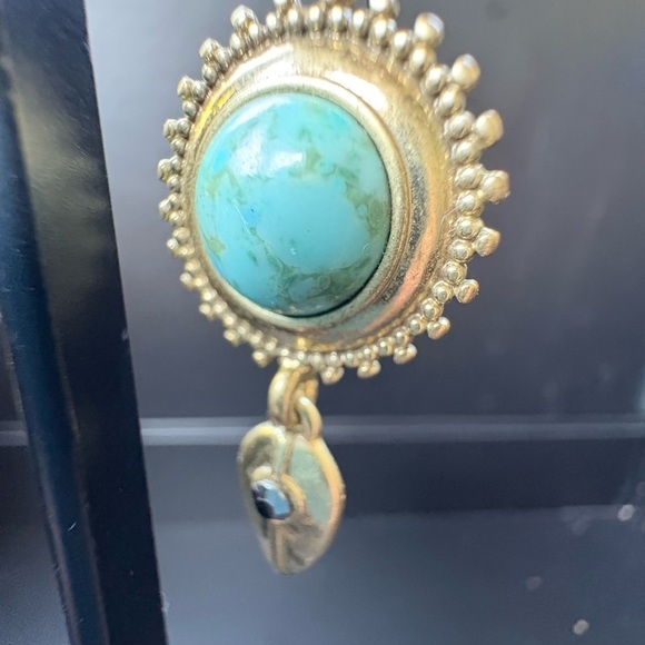 Turquoise and Gold Bohemian Earrings - Picture 11 of 16